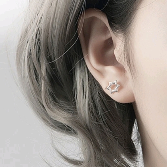 Braided Star of David Posts Sterling Silver plated - Picture 4 of 5